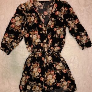 Black Floral Romper